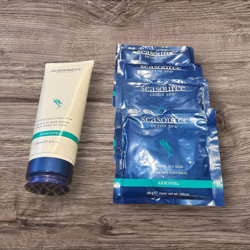 Arbonne Seasource Detox Spa Mud Face & Body Mask & 4 Purifying Sea Soak Packets
